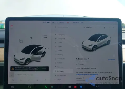 2021 Tesla Model Y Standard Range Rear-Wheel Drive из США, поврежденный, VIN 5YJYGDED4MF192824